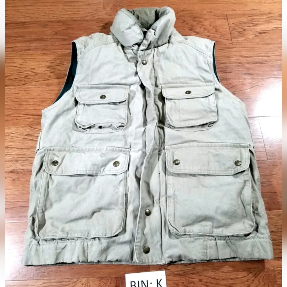 Vintage Eddie Bauer Men's Size M Down Cotton Outdoor Hunting Vest Brown  :K